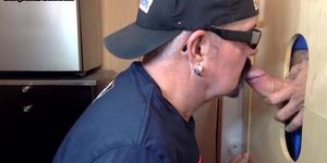 Amateur gloryhole DILF sucks cock in homemade BJ video