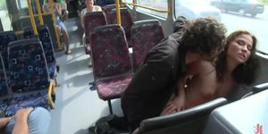 Bound Euro slut fucked in public bus