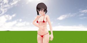 Toyota Nono Anime girl wearing a mostly naked micro bikini