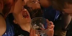 German Betty Drinks A Bowl Of Cum