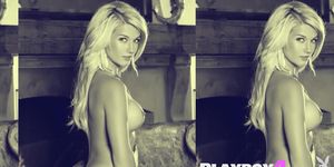 Beautiful blonde MILF model Nikki Du Plessis reveals her perfect big tits