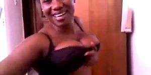 Bridget from Ghana strips and shows all