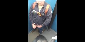 Worker Bear Jerks Off  Cum in Porty Potty at Work