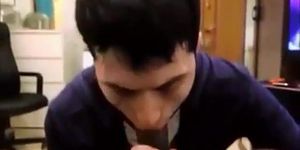 dude enjoys sucking a big black cock