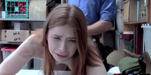 All natural redhead teen shoplifter Pepper Hart gets fucked by a dirty cop