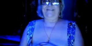 hot granny flashing her big tits of her husband hidden