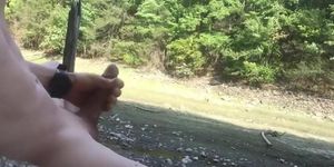 Me Jerking and Cum Naked Outdoor Public Exhib