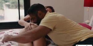 Big stepdad licks and bareback fucks his shemale stepdaughter