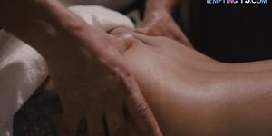 IR busty MILF TS gets anal sex after oiled relax massage
