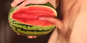 water melon cum - fucking a melon and cumming