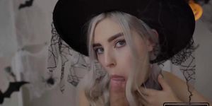 Cute Horny Eva Elfie Witch Gets Facial and Swallows Cum