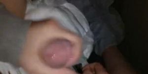 Twink cumming his wet diaper