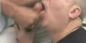 Moustache Daddy sucking cock eating cum