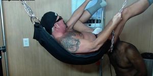 IR DILF fucked in sling by amateur rimming Black top