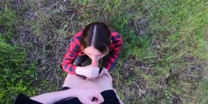 Perverted Teen Makes Me Cum on her titties in a Forest POV Public Outdoor