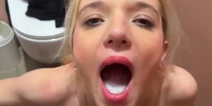 Horny blonde suck cock in shopping mall and gets load of cum live at sexycamx