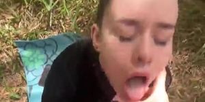 Horny Teen Blowjob and Doggy in The Woods