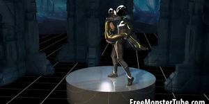 Foxy 3D Tron babe sucking cock and getting fucked