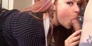 Big blonde fatty suck cock and get fucked