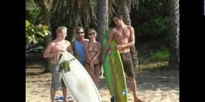 Carli Banks going nude on surfbeach
