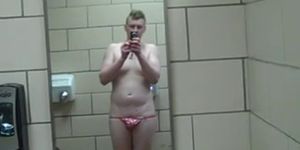 Truckstop restroom:  slut-panties and a camera