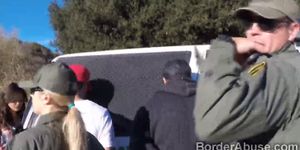 Border officers team up to fuck a beautiful Latina teen