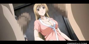 Blonde hentai chick taking two huge shafts
