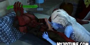 Blue skinned 3D babe getting eaten out and fucked