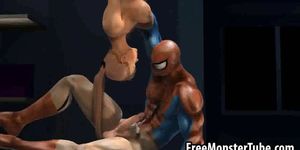 3D babe getting licked and fucked by Spiderman