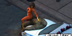 3D cartoon babe getting fucked outdoors by a troll