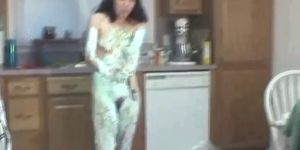 Asian gets messy in the kitchen