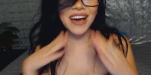 Naughty Nerd  Fingers her Wet Tight Pussy