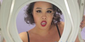 Asian domina teases and spits on toilet slave