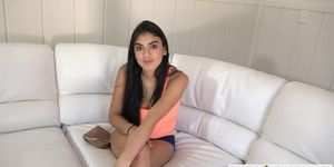 Latina teen sucks and fucks her way into renting a room