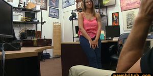 Hot brunette babe with glasses gets railed by pawn guy