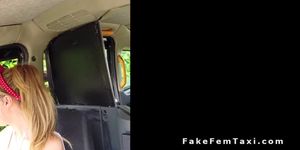Huge tits lesbians fucking in fake taxi