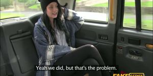 Black Haired teen banged in the taxi