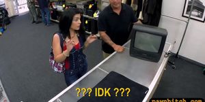 Cuban chick screwed by pervert pawn guy in his office