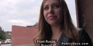 Fake agent bangs Russian babe in public