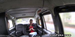 Blonde pulls out huge tits in fake taxi then fucks