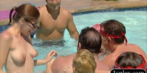 Nasty couples swinging and had oral sex by the pool