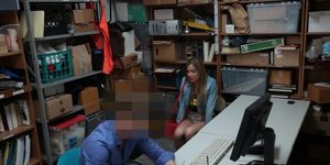 Teen amateur caught stealing and fucked by security