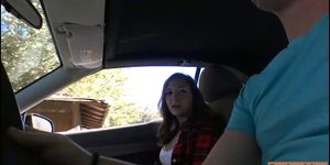 Sexy teen babe hitchhikes then gets pounded in the wood