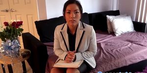 Asian realtor pussypounded by the landlord