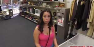 Huge tits brunette woman gets drilled at the pawnshop