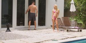 Riley Stars cousin fucks her by the pool