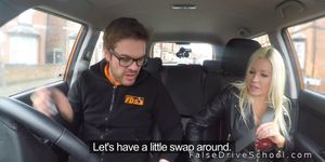 Monster tits driving student fucking