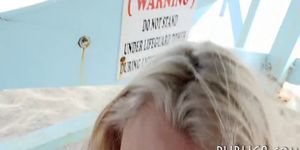 Blonde Eurobabe fucked at the beach and facial jizzed
