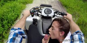 Lost teen hiker bangs on a quad