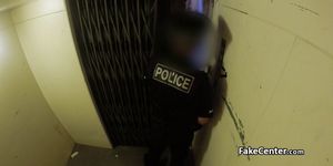 Cop banging hot slut in elevator